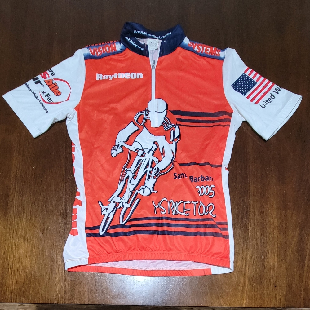 Cycling Graphic Shirt - Red and White